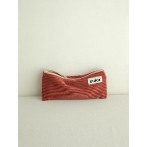 flat pencil case - corduroy brick red (topside zipper)