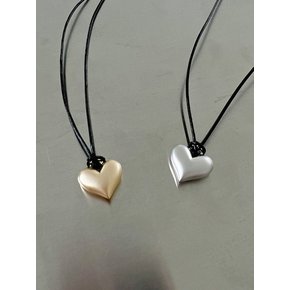 HEART LEATHER STRING NECKLACE (2colors) AN223009