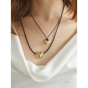 HEART LEATHER STRING NECKLACE (2colors) AN223009