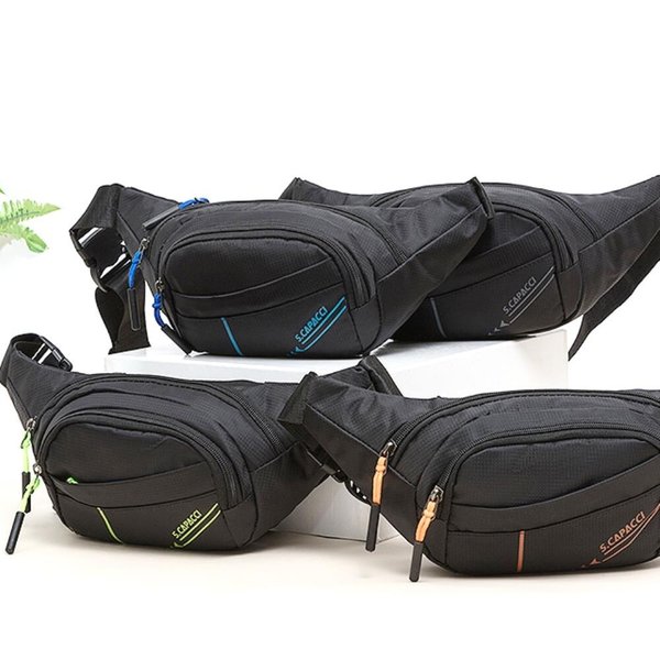 [옷자락] 남성 스트리트 스타일 형광끈 지퍼 미니힙백