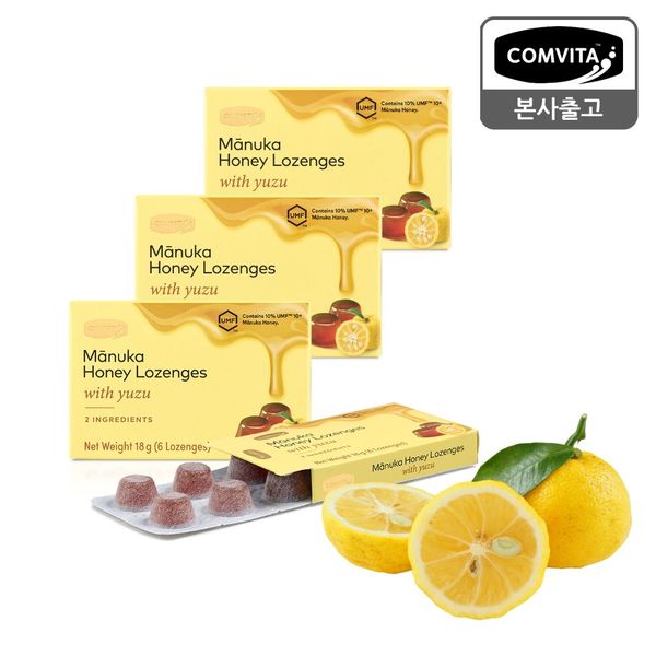 마누카 꿀캔디 로젠지 유자 6개입 (UMF10+ 마누카꿀 함유) 3박스