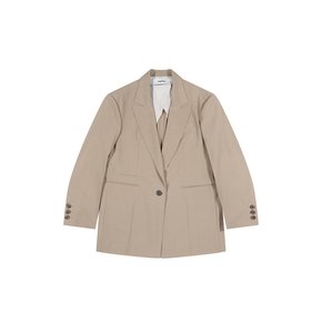 Oversized stitch detail blazer (Beige)