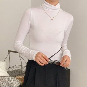여자 부드러운 이너티 편한 무지긴팔 크롭폴라티 티셔츠