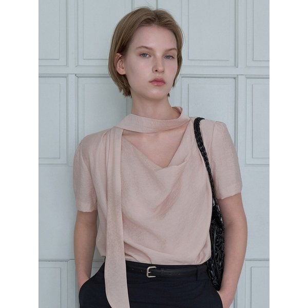 타이 하프 블라우스 핑크 BE058