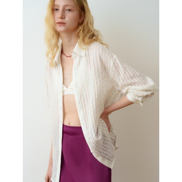 E Sheer Sky Tint Stripe Shirt_Ivory Sky