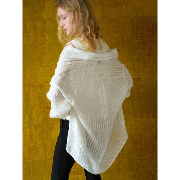 E Sheer Sky Tint Stripe Shirt_Ivory Sky