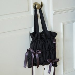 Ribbon Shirring Bag Black