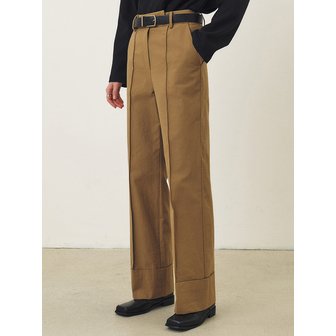 아티드 턴업 스트레이트 팬츠_BEIGE