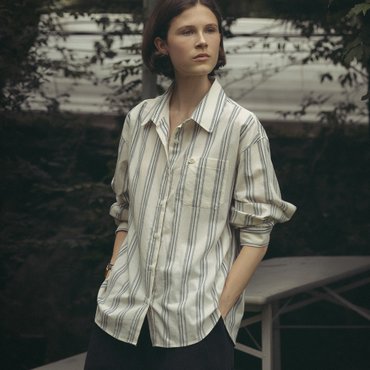노운베러 Light cotton stripe shirt_Navy