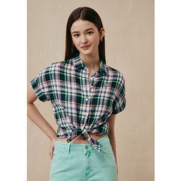 헤지스레이디스 [25SS]린넨 반팔 체크 (HSSH-5B409)