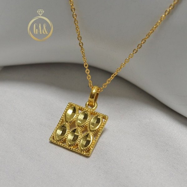 [가앤] 24k순금 사각 스퀘어 컷팅 목걸이 메달 펜던트 3.75g