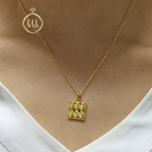 [가앤] 24k순금 사각 스퀘어 컷팅 목걸이 메달 펜던트 3.75g