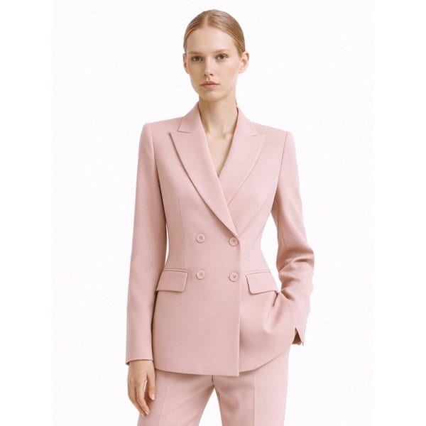 SIGNATURE DOUBLE BREASTED JACKET - BLUSH PINK