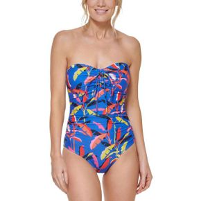 5443322 Tommy Hilfiger Womens Ruched Gathered One-Piece Swimsuit