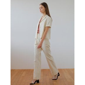 LINEN HIGH WAIST PANTS / LIGHT BEIGE