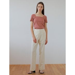 LINEN HIGH WAIST PANTS / LIGHT BEIGE