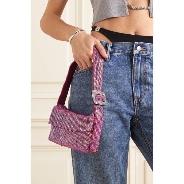 베네데따 부르치케스 비티 라 미뇽 크리스털 장식 새틴 숄더 백 핑크 1647597302596002