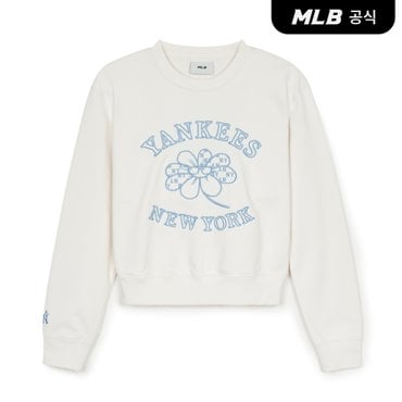 MLB [코리아공식] 여성 플라워 그래픽 크롭 맨투맨 NY (Cream)