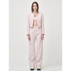 Pocket Denim Turn Up Pants, Pink