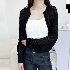 블레오 여성 봄 가을 레이어드 라운드 긴팔 볼레로 가디건