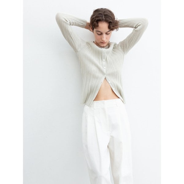 Pleats Long Sleeve Cardigan_Ice Blue