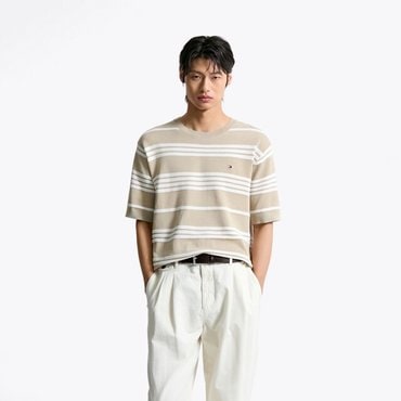 타미힐피거 [타미힐피거남성] 스트라이프 스트럭처 스웨터 (T12F1KPO250MT20AA)