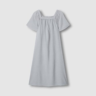 JAJU 여 레이온 코튼 시어서커 반팔 파자마 원피스 J206203070082