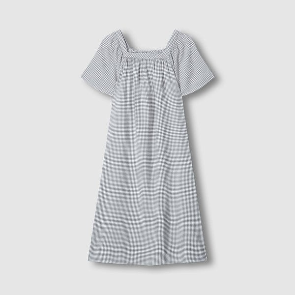 여 레이온 코튼 시어서커 반팔 파자마 원피스 J206203070082