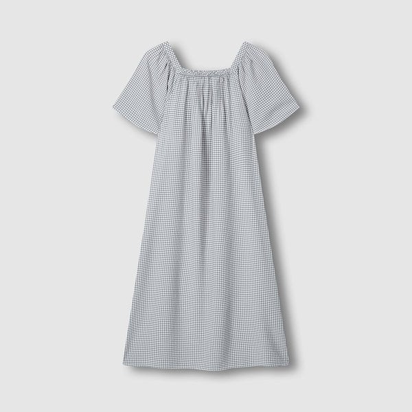 여 레이온 코튼 시어서커 반팔 파자마 원피스 J206203070082