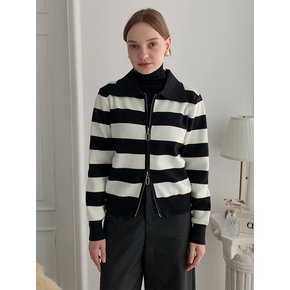 Stripe Double Zip-Up Knit (2colors) VKNIT_008