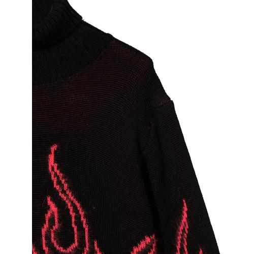 [해외배송] 21 F/W 블랙 점퍼 하이 넥 WITH 핑크 플레임 (KIDS 상품) B0041484722