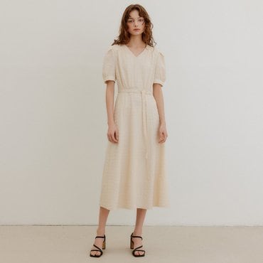 룩캐스트 르몽 브이넥 셔링 드레스 / LEMONT V NECK SHIRRING DRESS_2colors