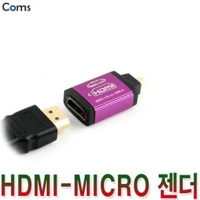 컴스 메탈 HDMI 젠더 Micro 마이크로 케이블 변환잭 커넥터 영상 TV 음향 오디오 스마트폰 카메