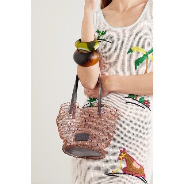 스타우드 쥬얼 가죽 트리밍 장식 크로셰 버킷백 46376663162986185