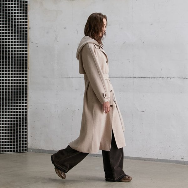 [시흥점] 여성 후드 탈부착 핸드메이드 롱 코트 (ER4TC502)