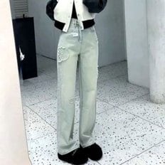  데님 팬츠 URS594773 와이드데님팬츠 여성배기청바지