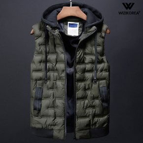남성 여름 언발 엠보 면후드 패딩 조끼 남자 남성 WI002PV