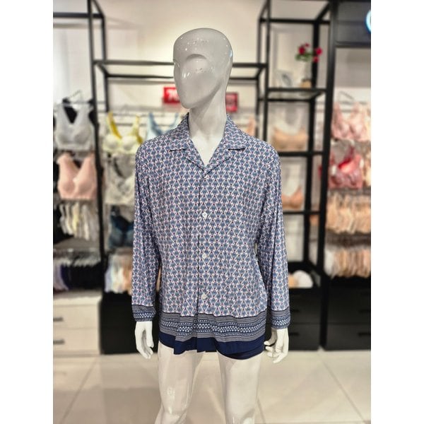 [시흥점] S 비너스 ) 폴리스판 기하 보더나염 남성 홈웨어 상의 [VEV3711M-NB]