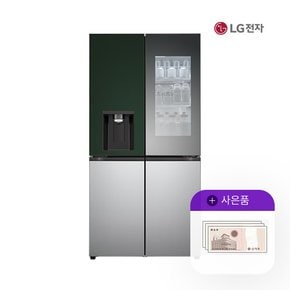 얼음정수기냉장고 엘지오브제 노크온 820L 그린실버 W824SGS472S 월143000원 5년약정