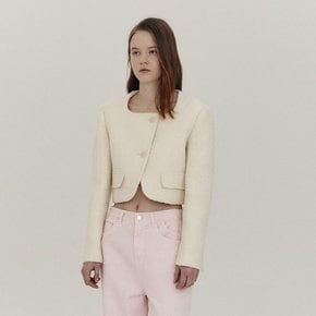 TWEED CROPPED JACKET_IVORY