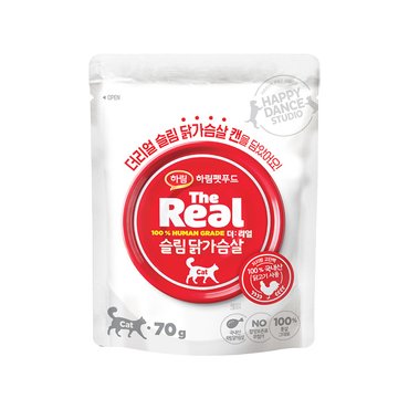 하림펫푸드 더리얼 슬림 닭가슴살 파우치 70g Cat  / 고양이간식