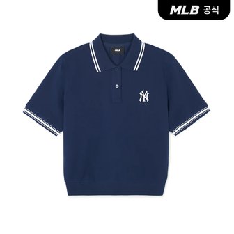 MLB [코리아공식] 여성 베이직 크롭 카라 티셔츠 NY (Navy)