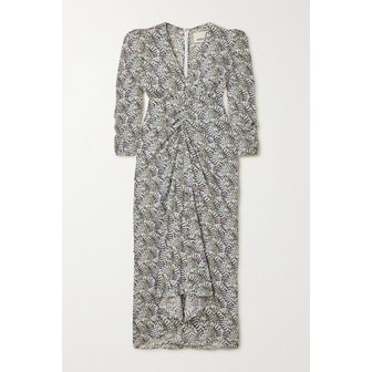 이자벨마랑 알비니 비대칭 프린트 실크 혼방 크레이프 드레스 에크루 1647597325950527