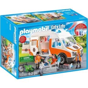 일본 플레이모빌 자동차 Playmobil 70049 City Life Ambulance with Light and Sound MultiColou