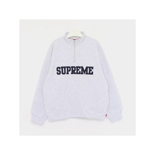 자수로고 컬리지에이트 하프 집업 풀오버 남성 맨투맨 FW24SW72 ASH GREY