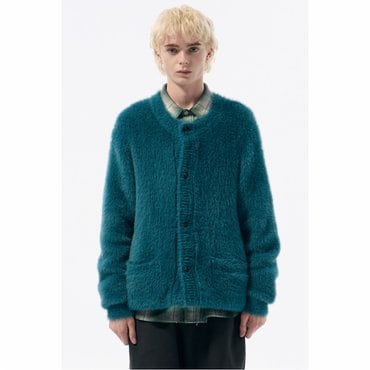 커스텀멜로우 Blue Hairy Round Neck Cardigan_CWWAW24712BUX