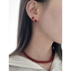 [925silver] Red onyx earring (2size)