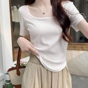 반소매티 깔끔하고 쾌적한 유넥 디자인 멋스러운 유넥티셔츠