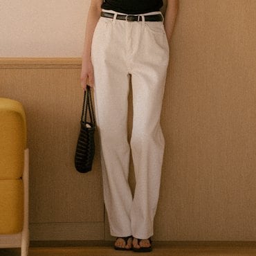 틸아이다이 Pure straight cotton denim pants_Ivory
