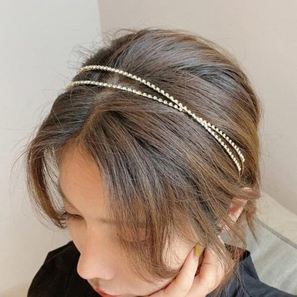 [더블디] 큐빅 비즈 더블스트랩 스타일리쉬 머리띠 BLH39
